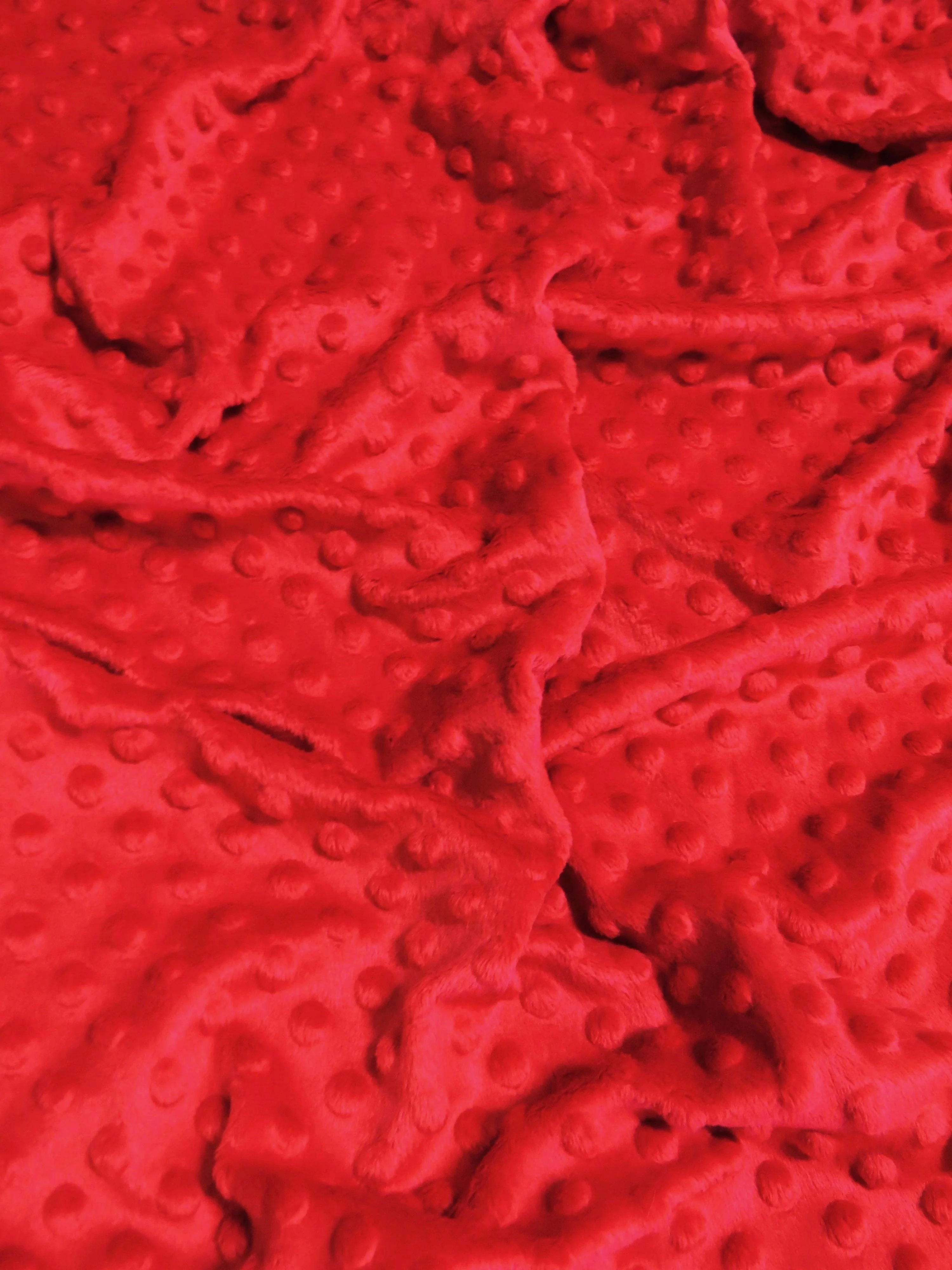 Tomato Red Minky Dimple Dot Baby Soft Fabric / Sold By The Yard