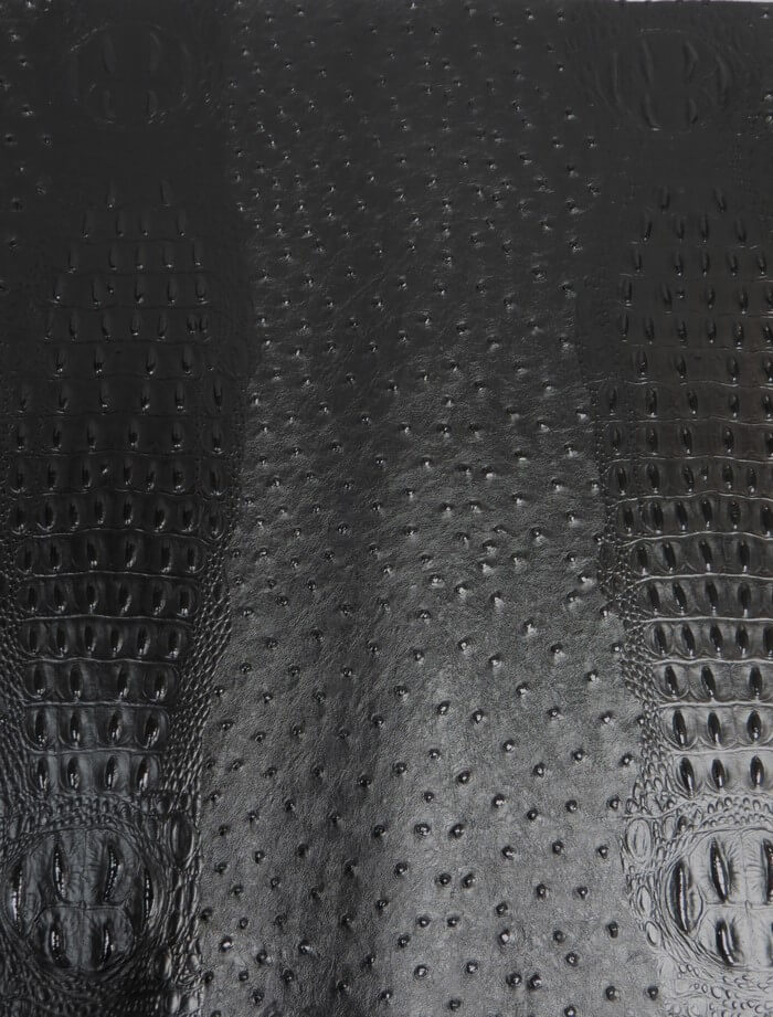Death Black Mutant Ostrich Gator Embossed Vinyl Fabric / Sold By The Yard - Image 2
