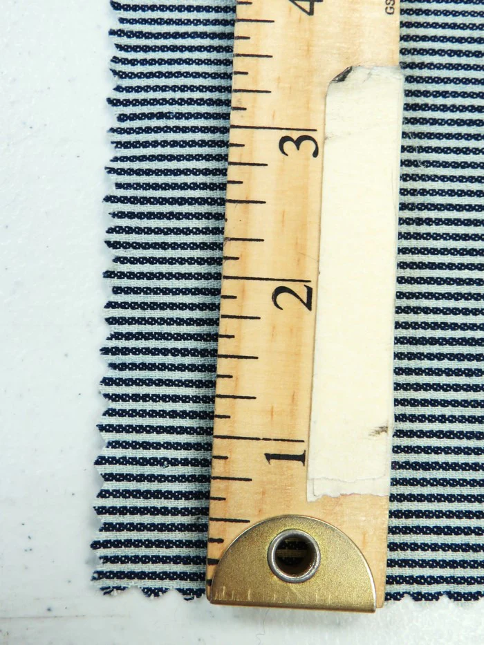Navy with Natural Small Stripe 100% Cotton Denim - Image 3