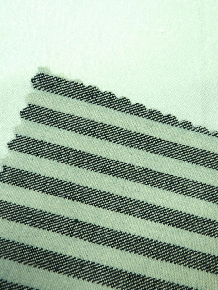 Navy with Natural Stripe 100% Cotton Denim - Image 2