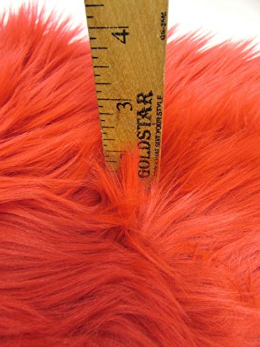 Neon Orange UV Reactive Solid Shaggy Faux Fur Fabric / Sold By The Yard - Image 3