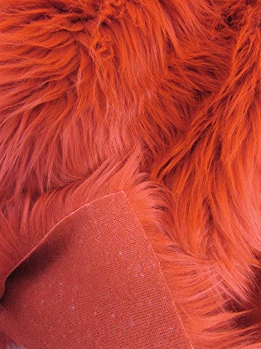 Neon Orange UV Reactive Solid Shaggy Faux Fur Fabric / Sold By The Yard - Image 4