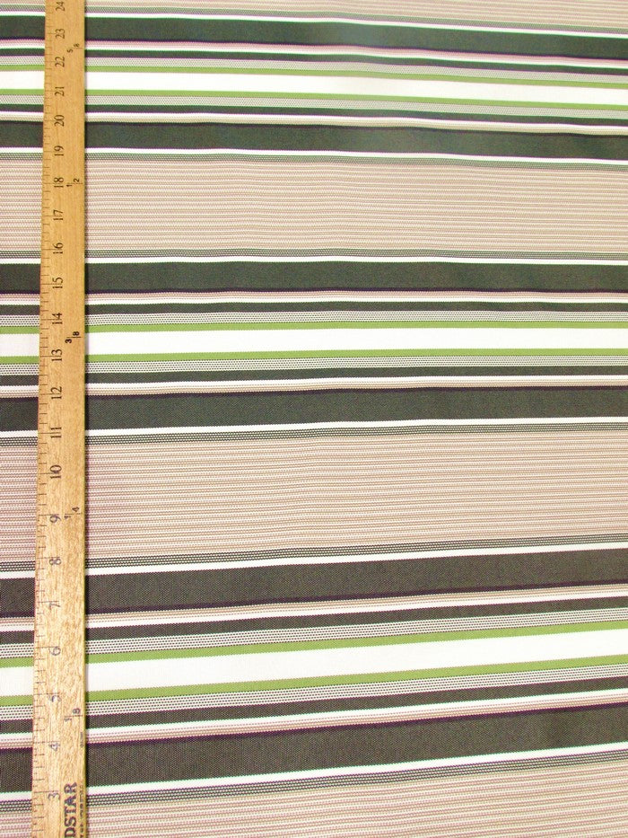 Oxford Stripe Outdoor Canvas Waterproof Fabric / Green / Sold By The Yard - Image 2