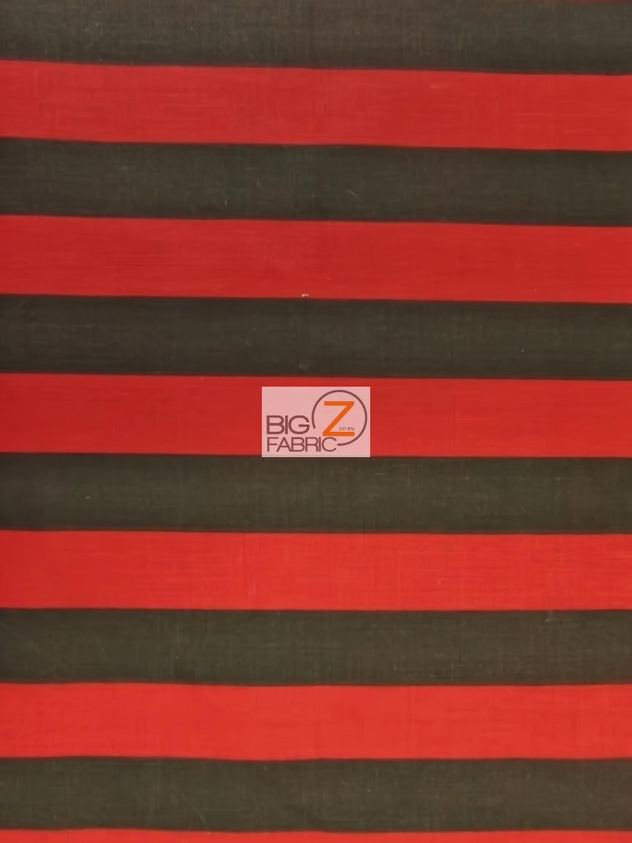 Poly Cotton 1 Inch Stripe Fabric / Black/Red / Sold By The Yard