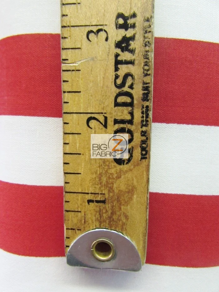 Poly Cotton 1 Inch Stripe Fabric / Red/White / Sold By The Yard - Image 2