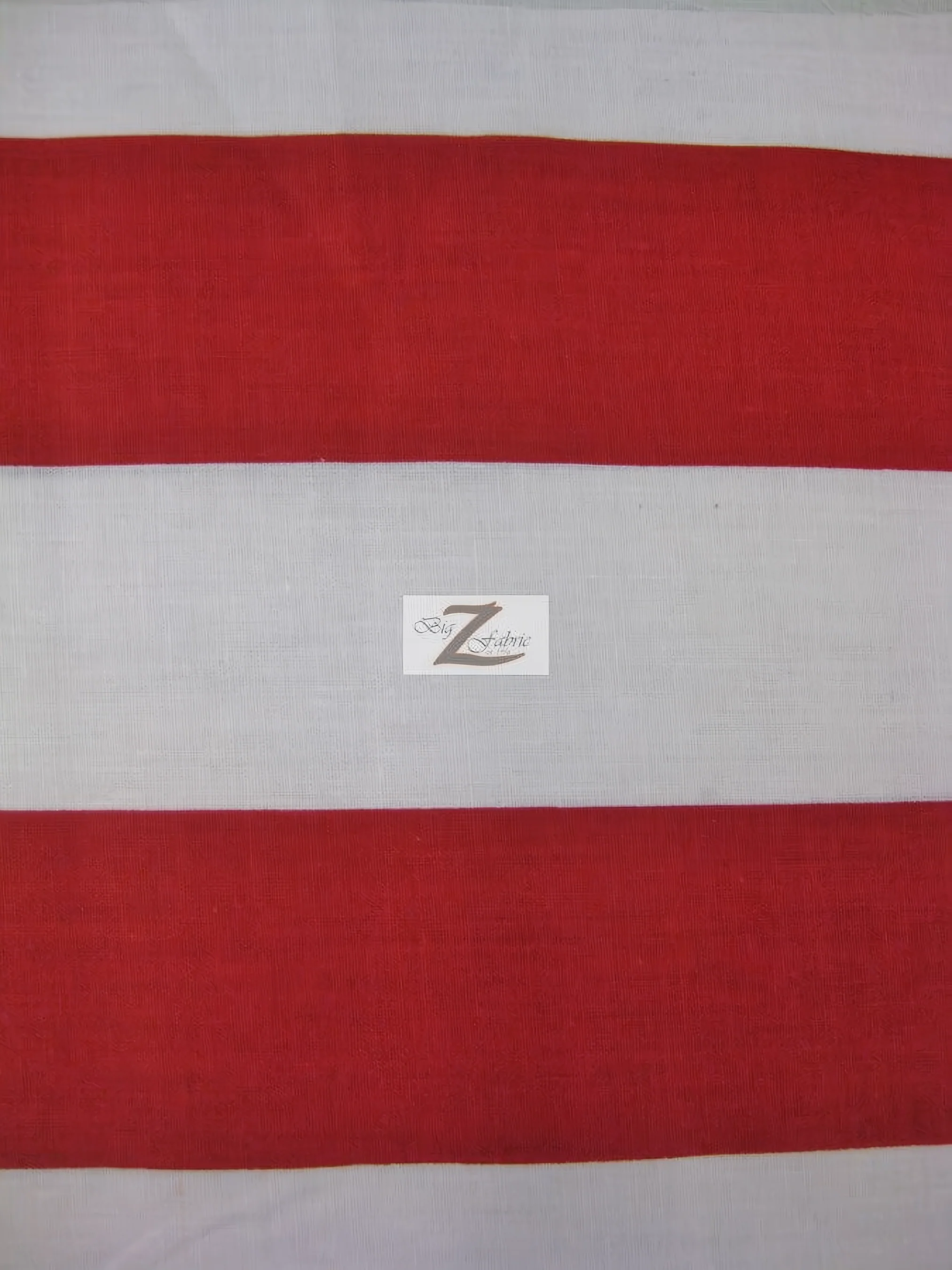 Poly Cotton 2 Inch Giant Stripe Fabric / White/Red / Sold By The Yard