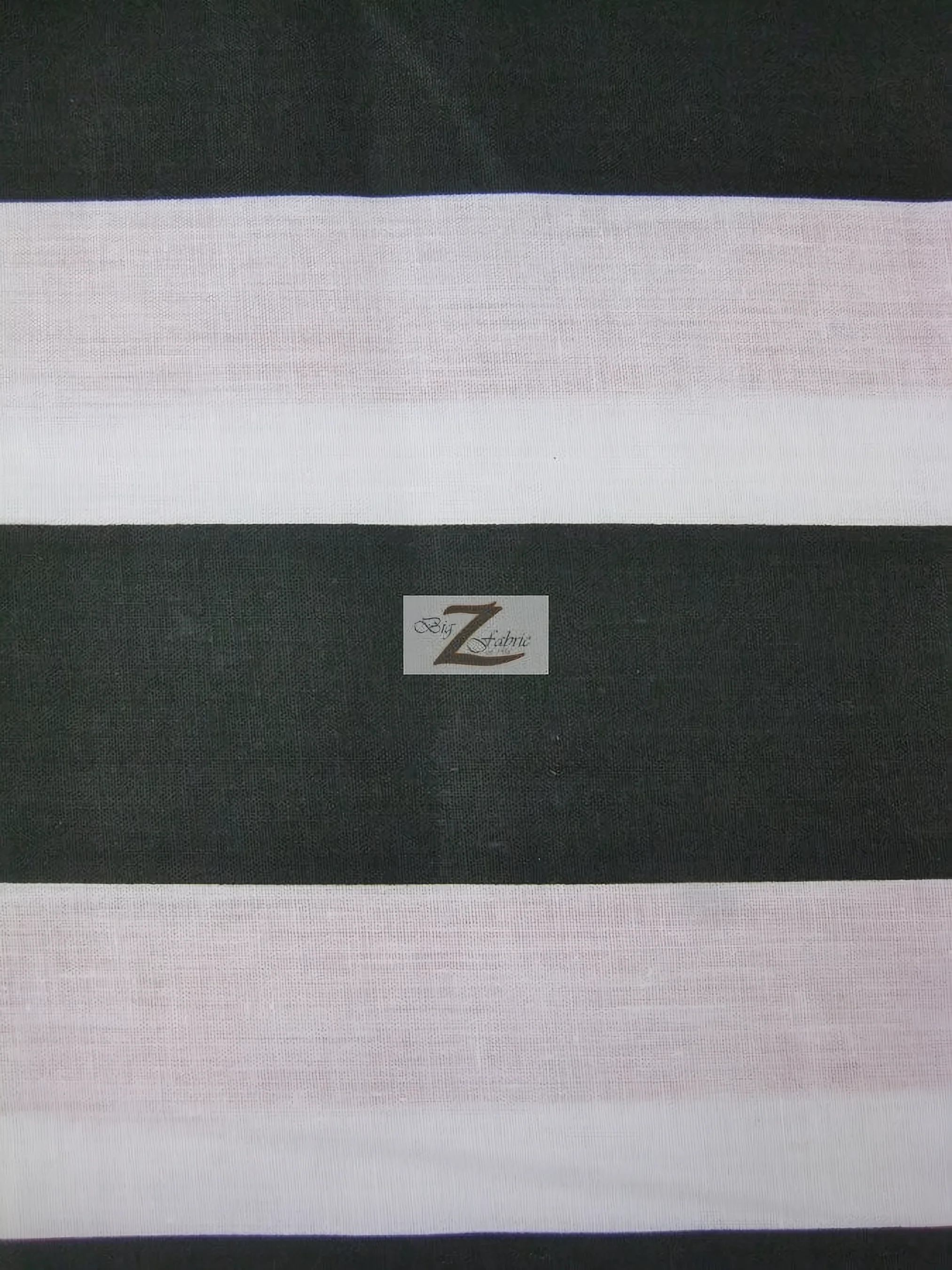 Poly Cotton 2 Inch Stripe Fabric / Black/White / 50 Yard Bolt