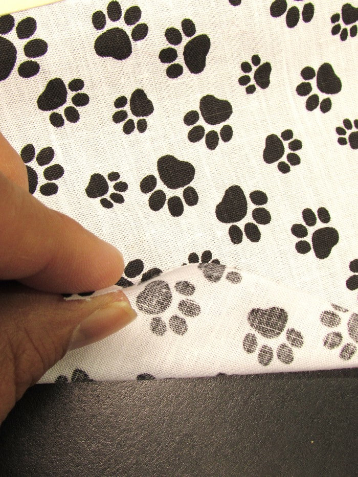 Poly Cotton Printed Fabric Animal Paws / White/Black Paws / Sold By The Yard - Image 3