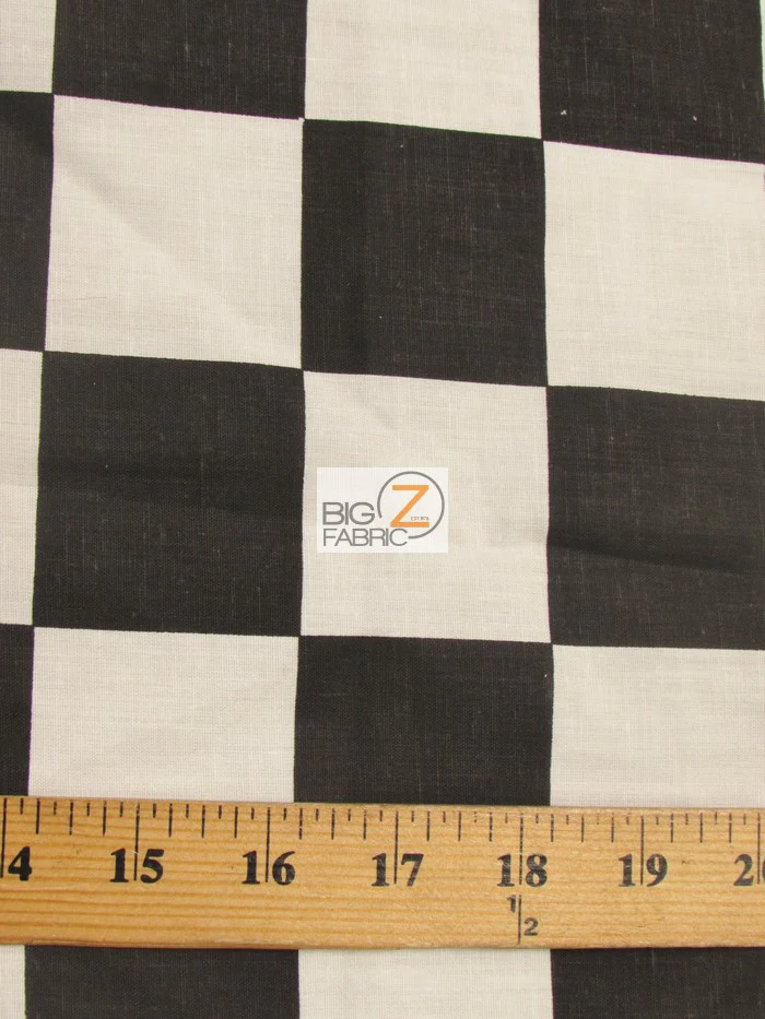 Poly Cotton Printed Fabric Square Checkered / Giant Black/White / Sold By The Yard - Image 3