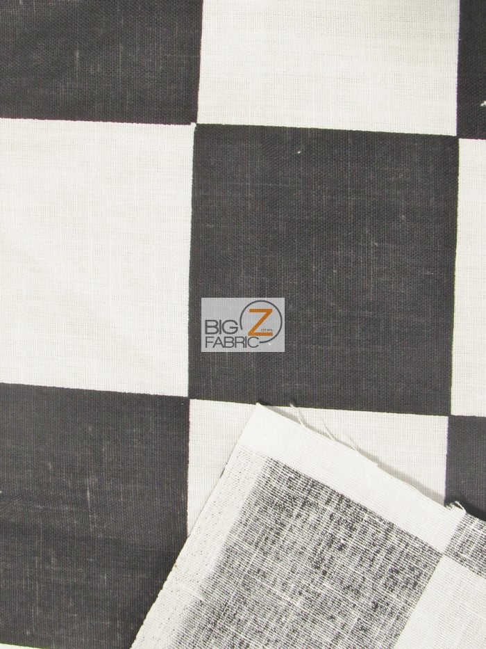 Poly Cotton Printed Fabric Square Checkered / Giant Black/White / Sold By The Yard - Image 4