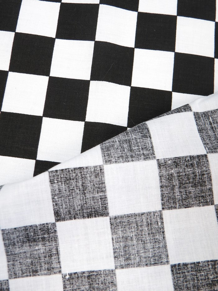 Poly Cotton Printed Fabric Square Checkered / Royal/White / Sold By The Yard - Image 3