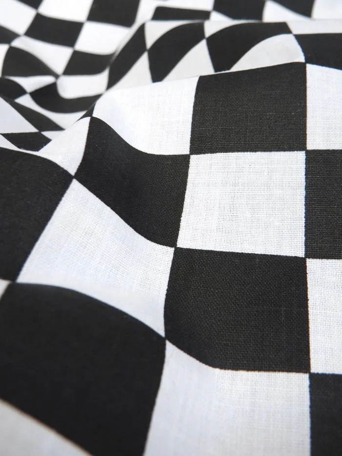 Poly Cotton Printed Fabric Square Checkered / Royal/White / Sold By The Yard - Image 4