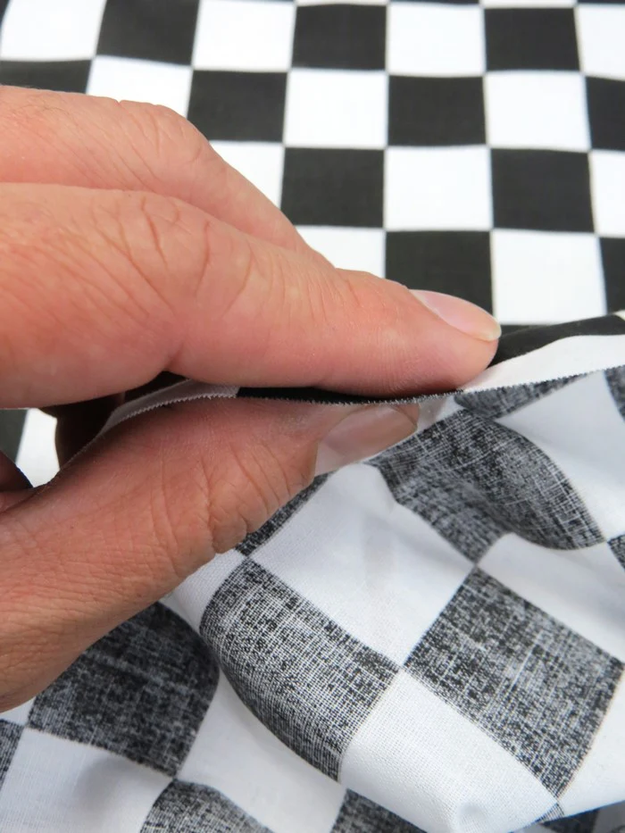 Poly Cotton Printed Fabric Square Checkered / Royal/White / Sold By The Yard - Image 5