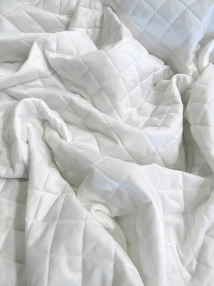 Quilted Polyester Batting Upholstery Fabric / Off-white / Sold By The Yard (Closeout) - Image 5