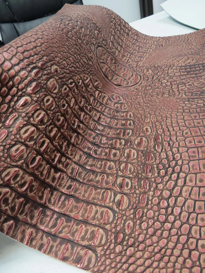 Rose Bronze Metallic Caiman Gator Vinyl / Sold by the Yard - Image 3