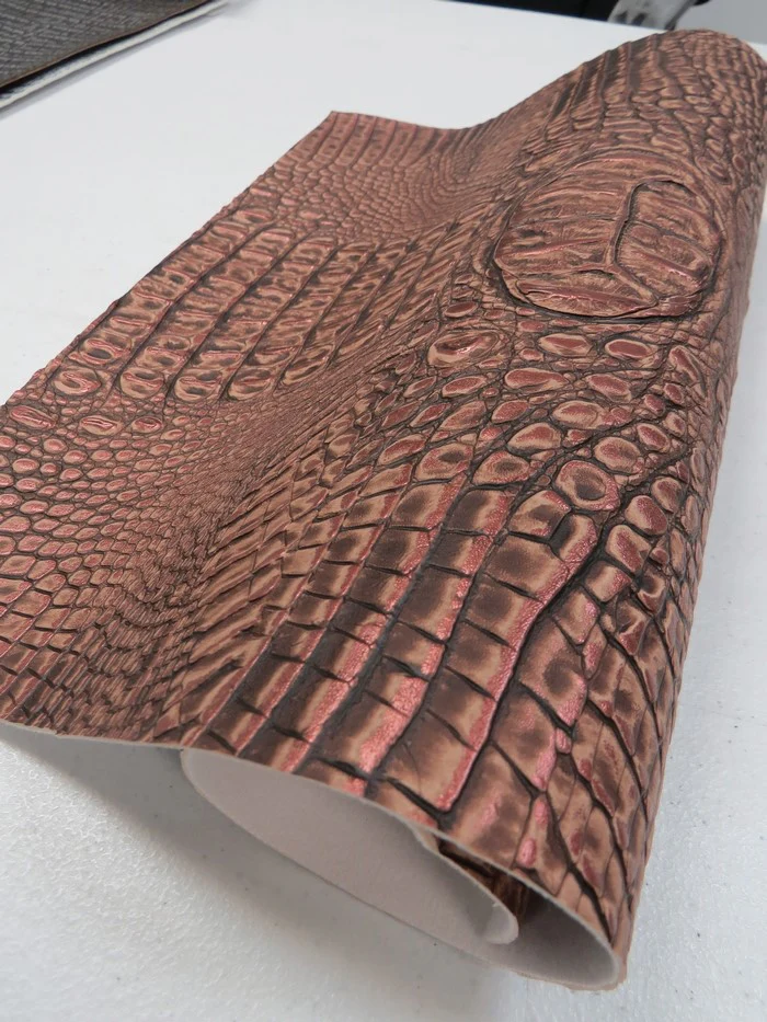 Rose Bronze Metallic Caiman Gator Vinyl / Sold by the Yard - Image 2