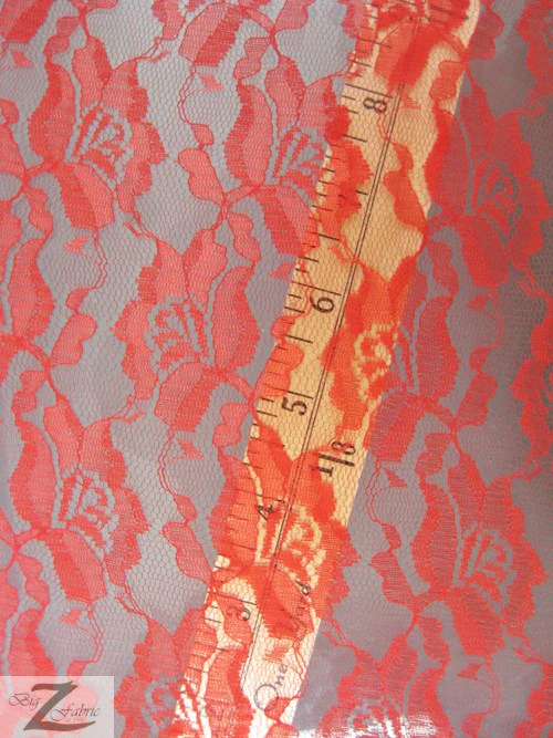 Rose/Flower Lace Fabric / Fuchsia / Sold By The Yard - Image 3