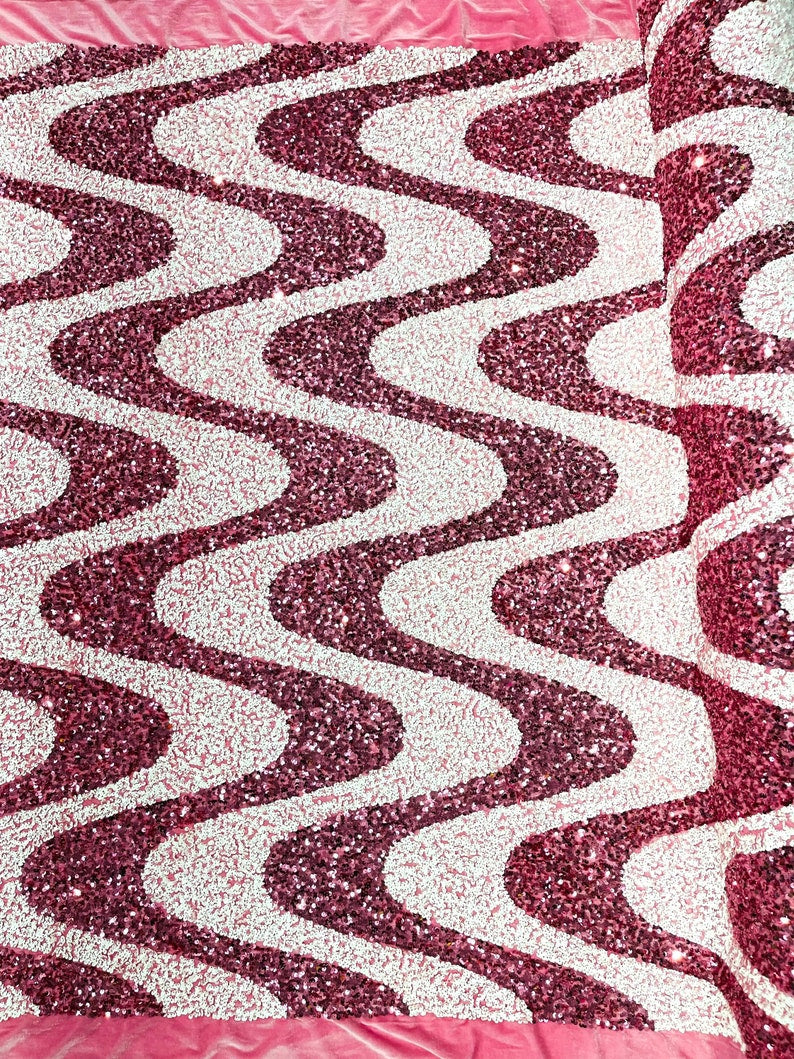 Wave Sequin Velvet Stretch Fabric / Sold by the Yard - Image 10