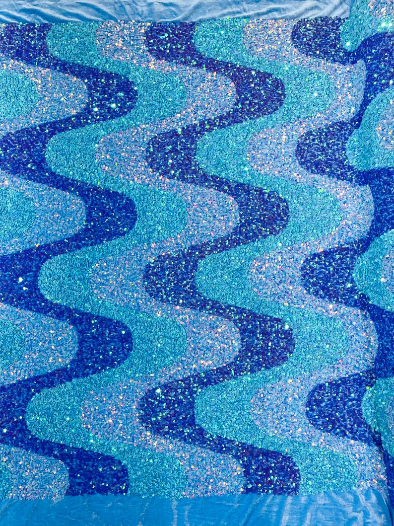 Wave Sequin Velvet Stretch Fabric / Sold by the Yard - Image 14