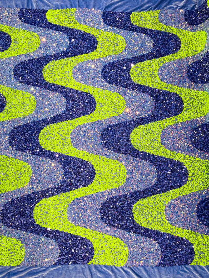 Wave Sequin Velvet Stretch Fabric / Sold by the Yard - Image 19