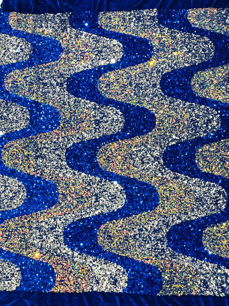 Wave Sequin Velvet Stretch Fabric / Sold by the Yard - Image 23