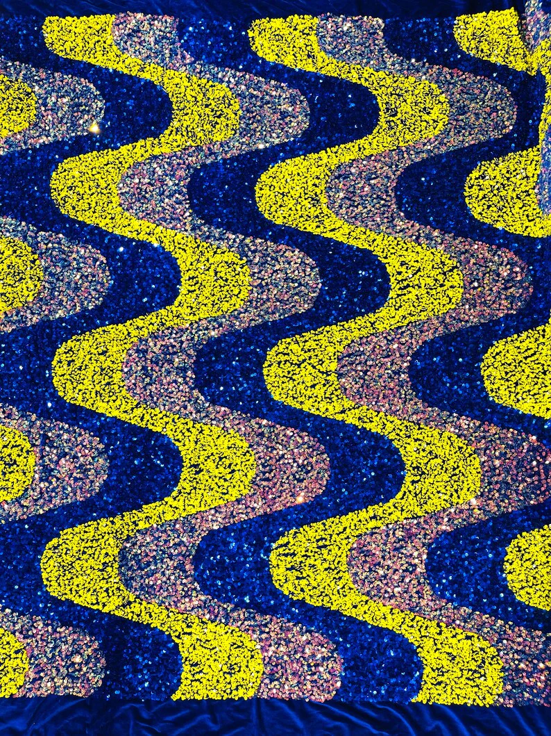 Wave Sequin Velvet Stretch Fabric / Sold by the Yard - Image 24