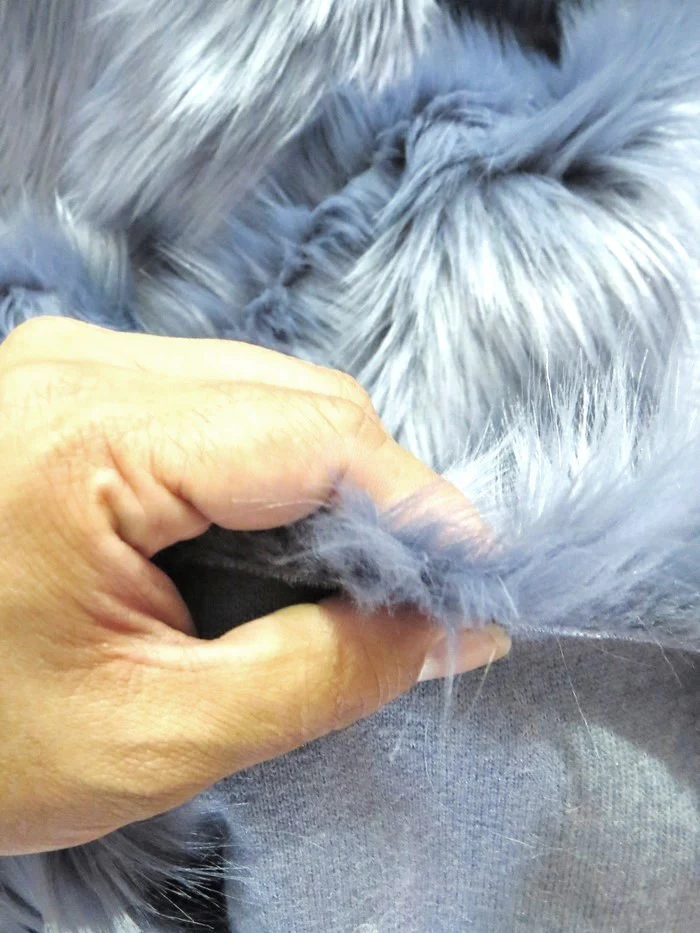 Shadow Blue Solid Shaggy Long Pile Faux Fur Fabric / Sold By The Yard (Second Quality Goods) - Image 2