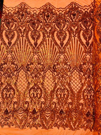 Shell Damask Iridescent Sequin Stretch Mesh Fabric / Sold by the Yard - Image 10