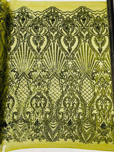 Shell Damask Iridescent Sequin Stretch Mesh Fabric / Sold by the Yard - Image 8
