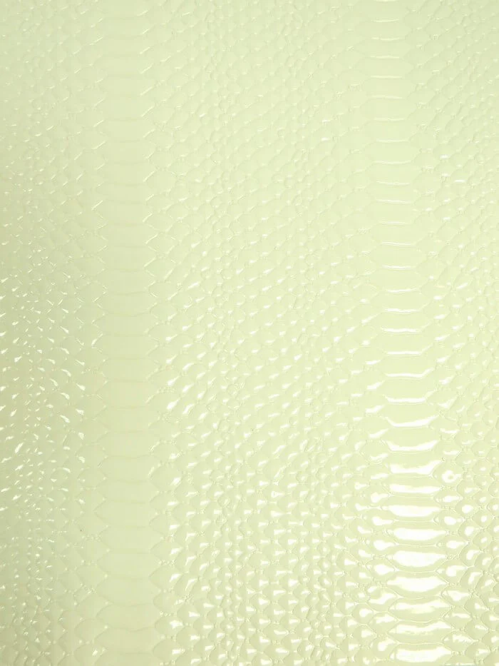 Natural Ivory Shiny 3D Serpent Snake Embossed Vinyl Fabric / Sold by the Yard - Image 2
