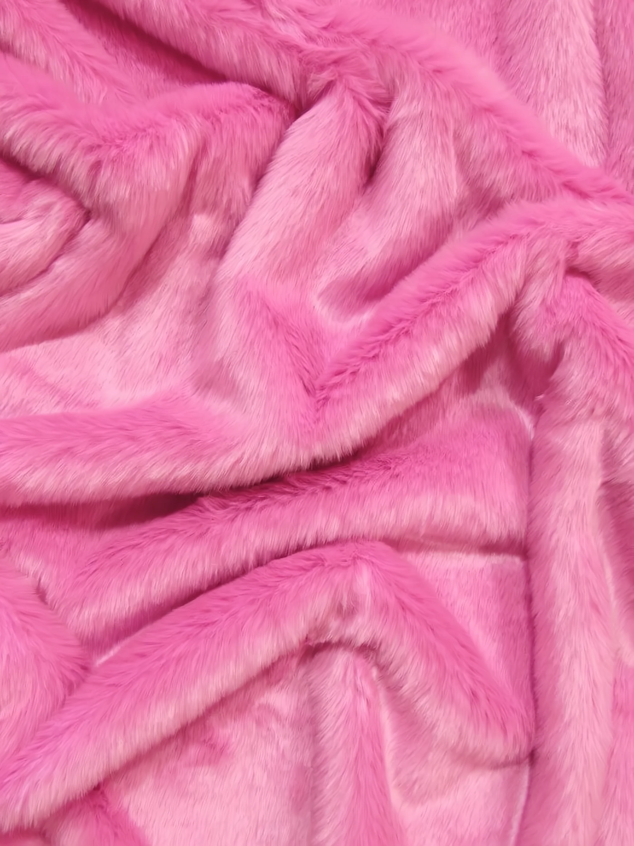 Short Shag Faux Fur Fabric / Bubble Gum / Sold By The Yard (Closeout)