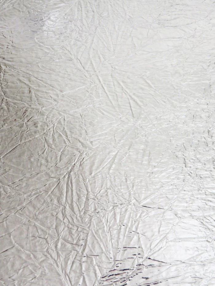 Silver Distressed/Crushed Chrome Metallic Mirror Vinyl Fabric / By The Roll - 30 Yards - Image 2