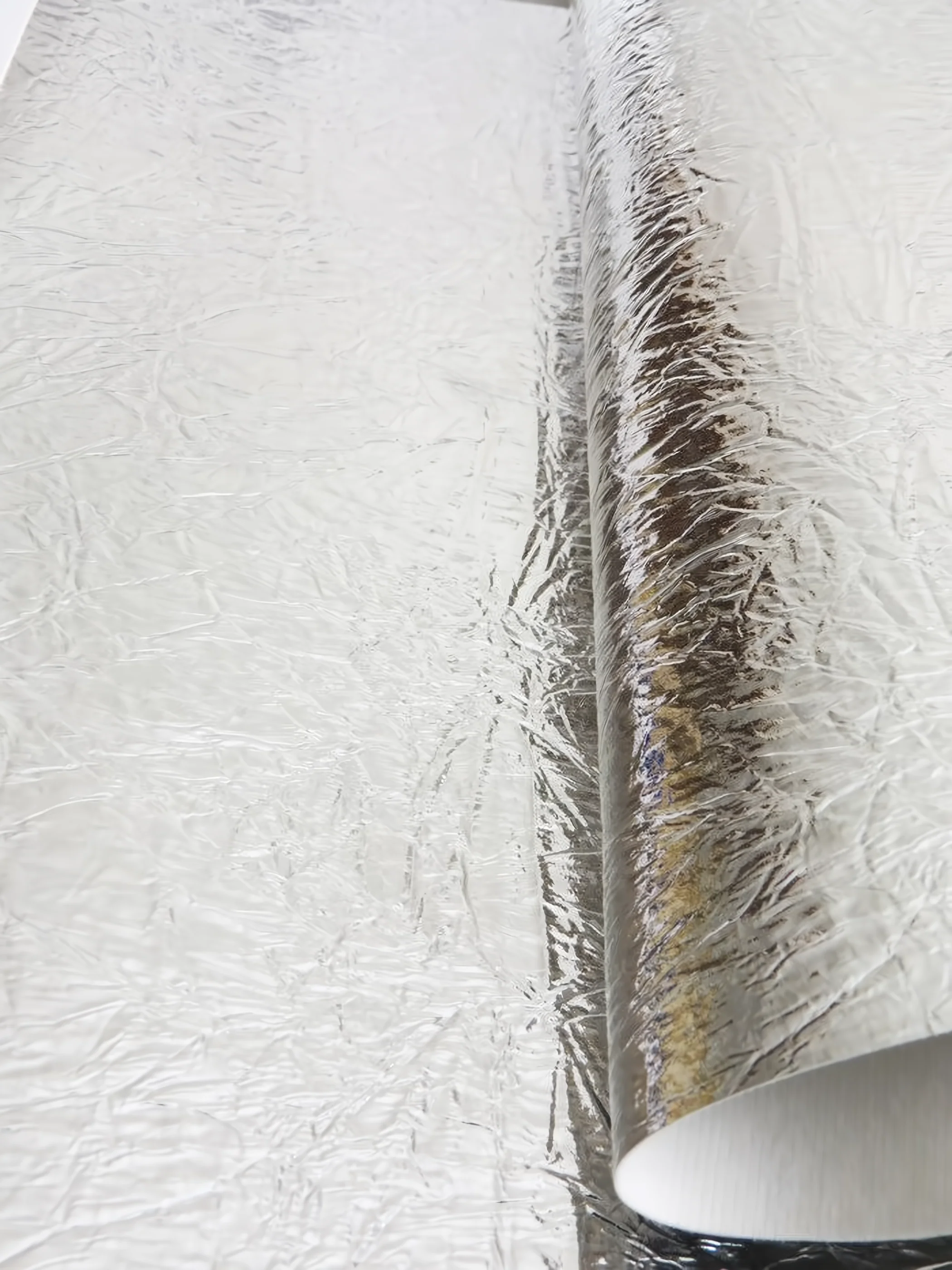 Silver Distressed/Crushed Chrome Metallic Mirror Vinyl Fabric / Sold By The Yard