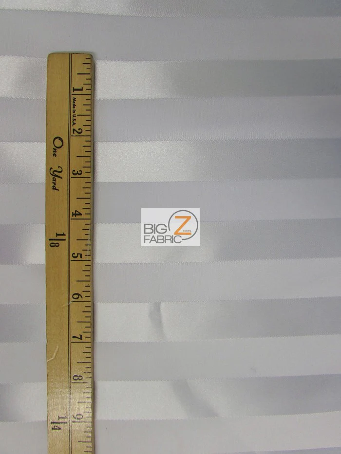 Stripe Jacquard Bridal Satin Fabric / White / Sold By The Yard - Image 2