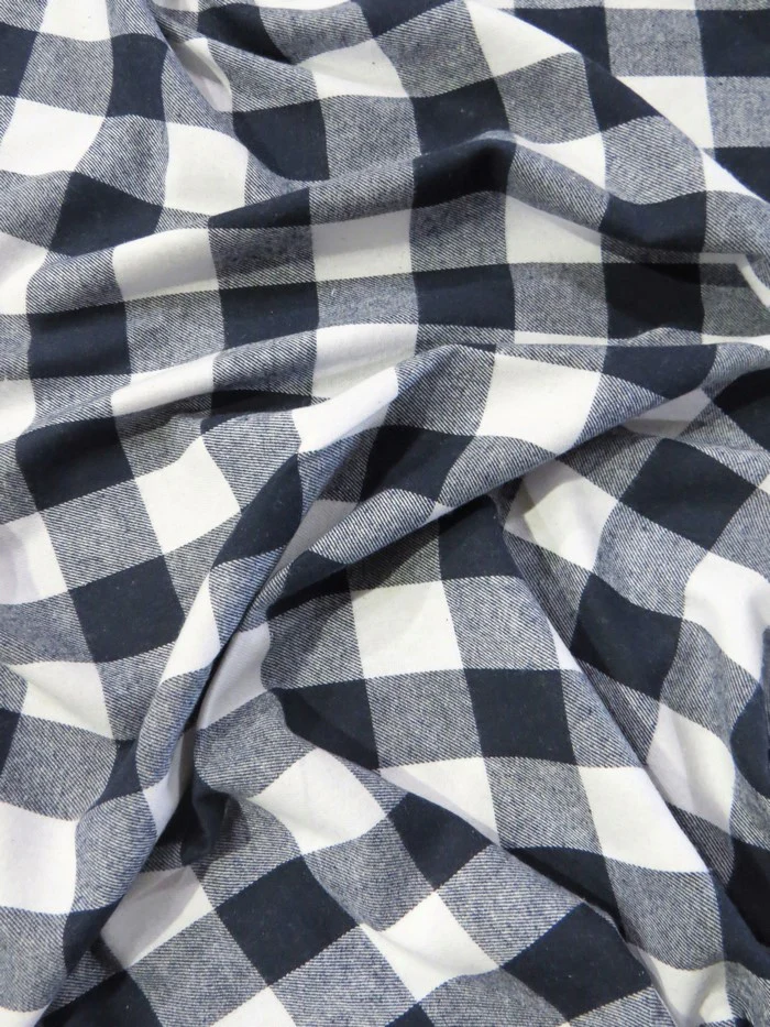 Tartan Plaid Uniform Apparel Flannel Fabric / Buffalo Navy / Sold By The Yard - Image 2