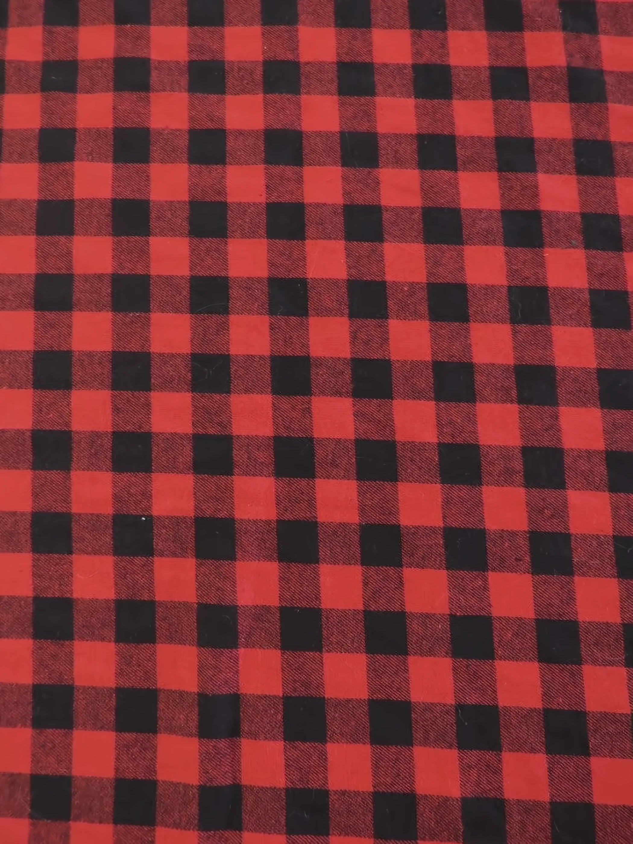 Tartan Plaid Uniform Apparel Flannel Fabric / Buffalo Red/Black / Sold By The Yard