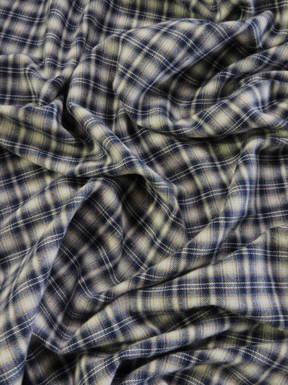 Tartan Plaid Uniform Apparel Flannel Fabric / Cream/Blue / 30 Yard Roll - Image 2