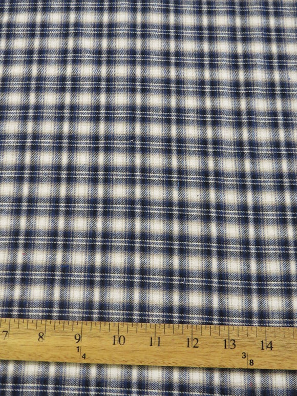 Tartan Plaid Uniform Apparel Flannel Fabric / Cream/Blue / 30 Yard Roll - Image 3