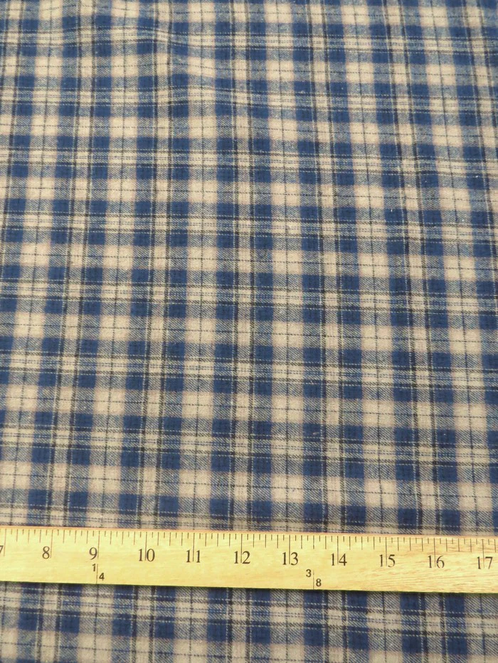 Tartan Plaid Uniform Apparel Flannel Fabric / Khaki/Blue - Image 3