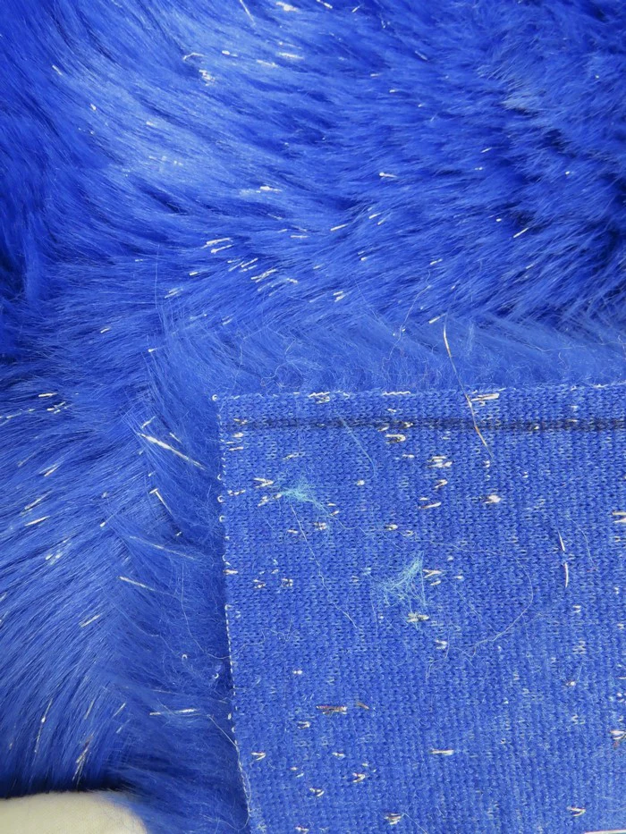 Gray Solid Shiny Tinsel Long Pile Faux Fur Fabric / Sold By The Yard - Image 6