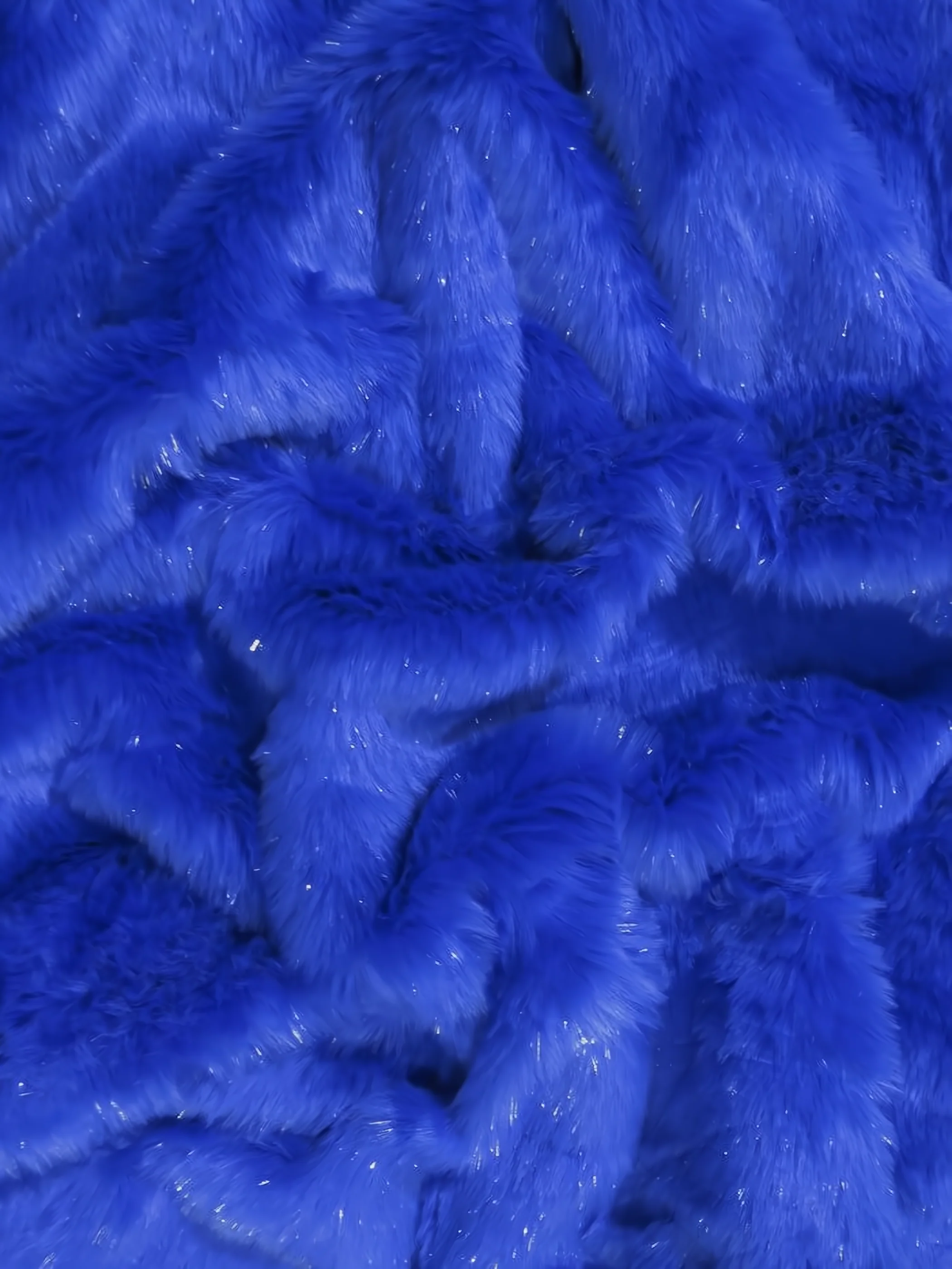 Tinsel Tip Short Shag Faux Fur / Royal Blue Silver / Sold By The Yard