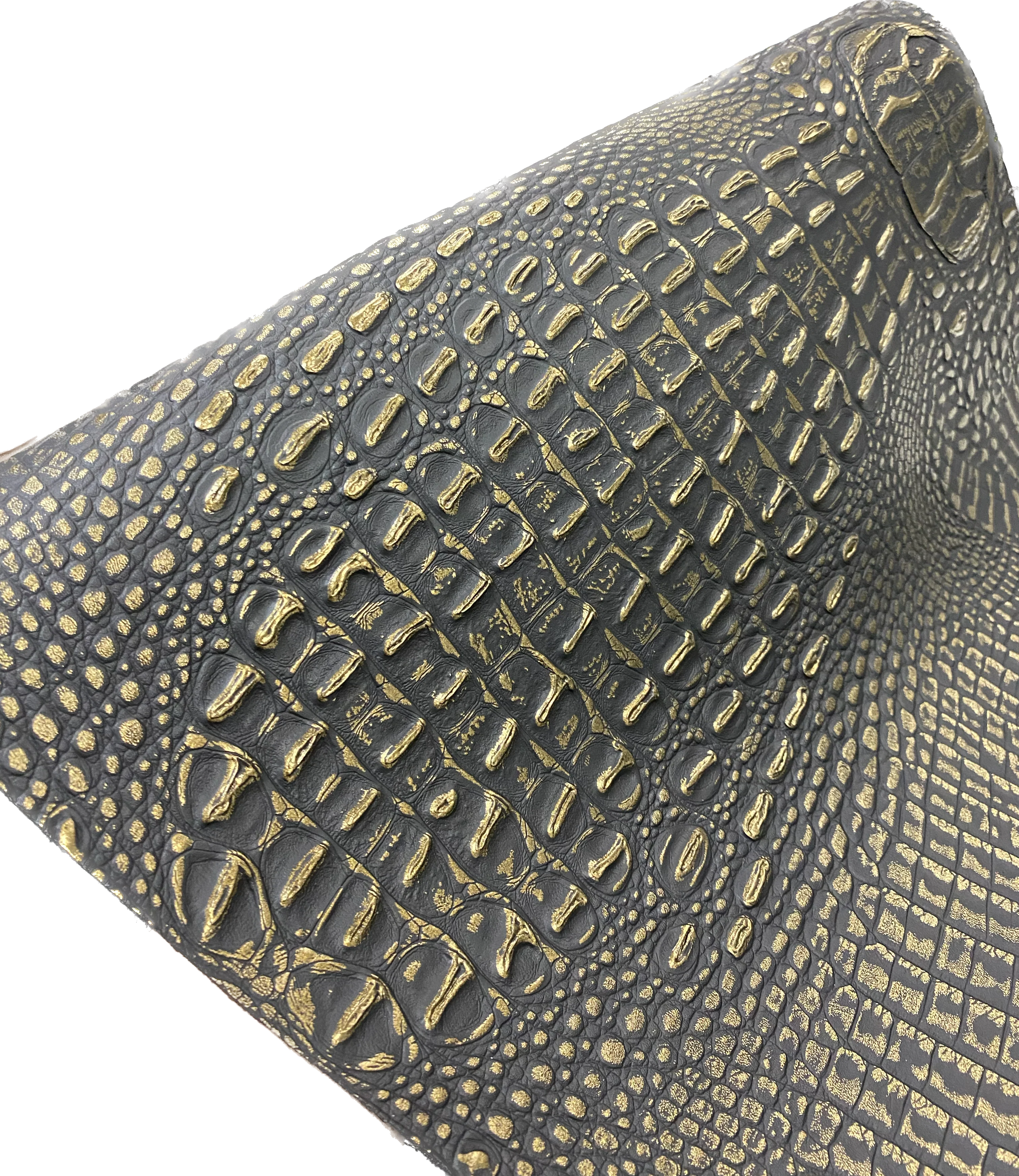 Vintage Gold Metallic Caiman Gator Vinyl / 30 Yard Roll - Image 2