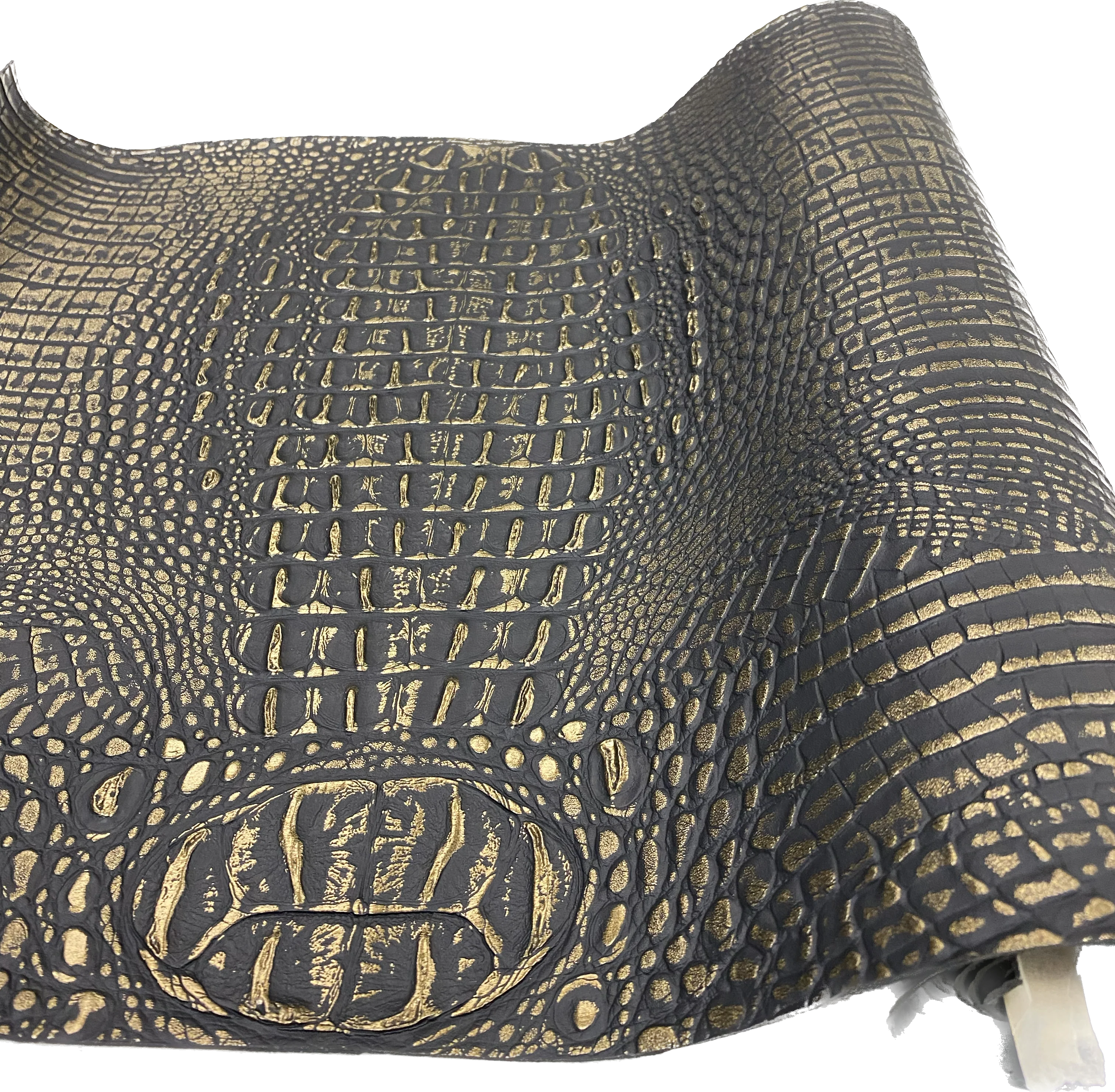 Vintage Gold Metallic Caiman Gator Vinyl / 30 Yard Roll - Image 3