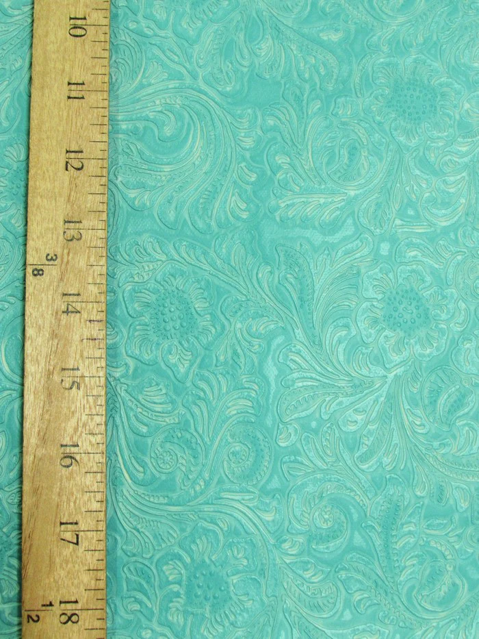Vintage Western Floral Pu Leather Fabric / Chocolate / By The Roll - 30 Yards - Image 3