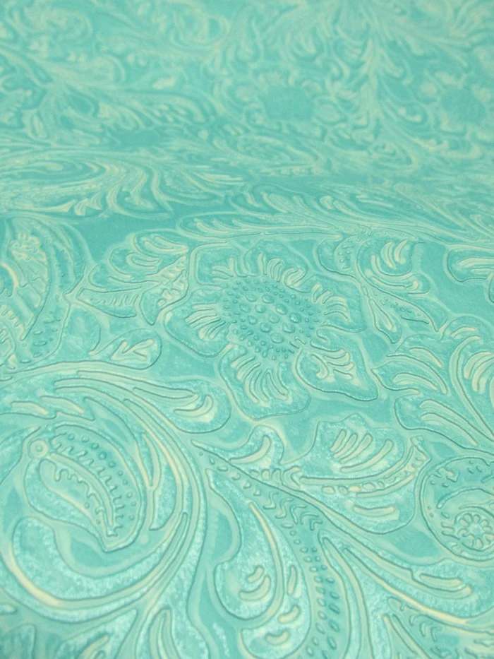 Classic White Vintage Western Floral Pu Leather Fabric / Sold By The Yard - Image 4