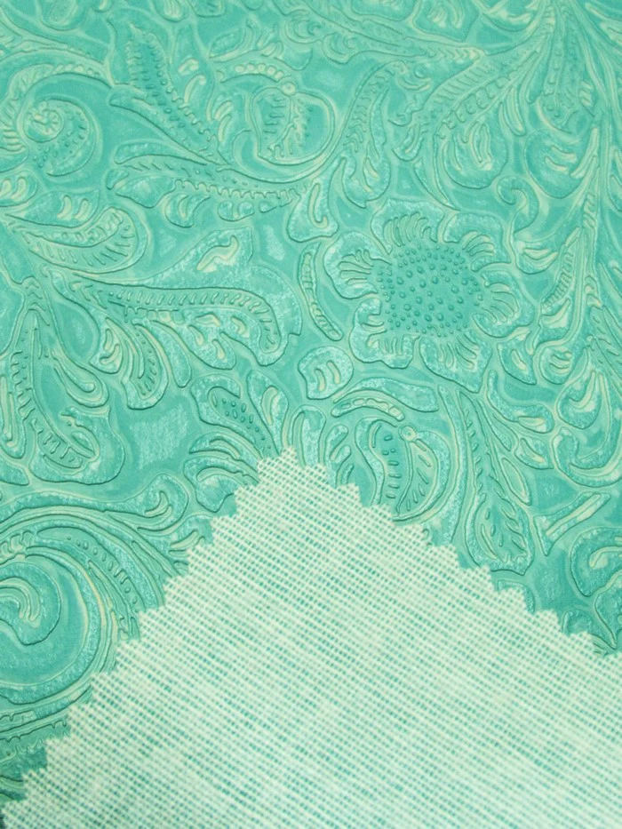 Classic White Vintage Western Floral Pu Leather Fabric / Sold By The Yard - Image 5
