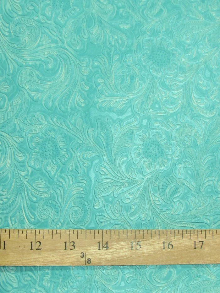 Vintage Western Floral Pu Leather Fabric / Copper / By The Roll - 30 Yards - Image 2