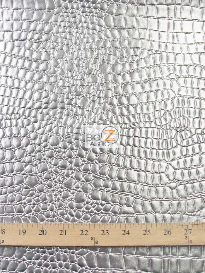 Vinyl Faux Fake Leather Pleather Embossed Shiny Alligator Fabric / White / By The Roll - 30 Yards - Image 3