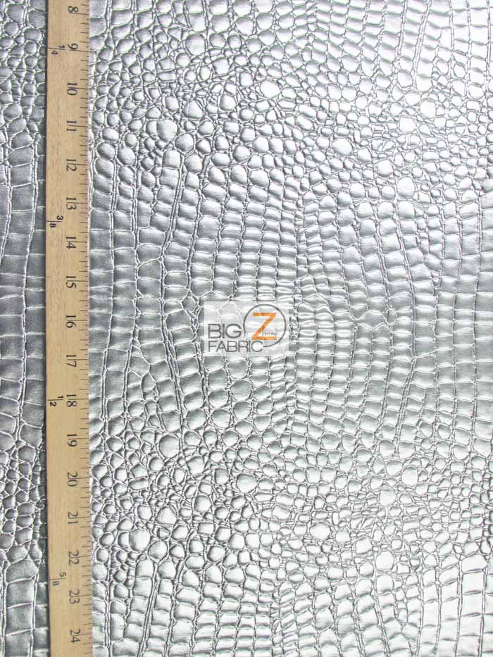 Vinyl Faux Fake Leather Pleather Embossed Shiny Alligator Fabric / White / By The Roll - 30 Yards - Image 4