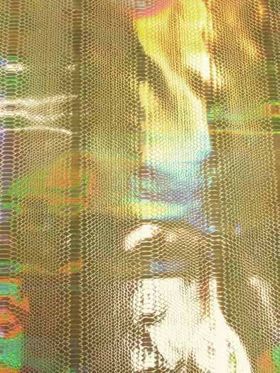 Viper Snake Holographic Embossed PVC Vinyl Fabric / Gold / Sold By The Yard - Image 2